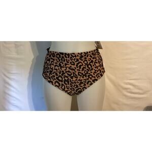 1822 NWT Coral Reef High Waisted Bottoms Black Leopard Size Small
